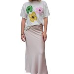 Women's satin long skirt IMPERIAL, old pink
