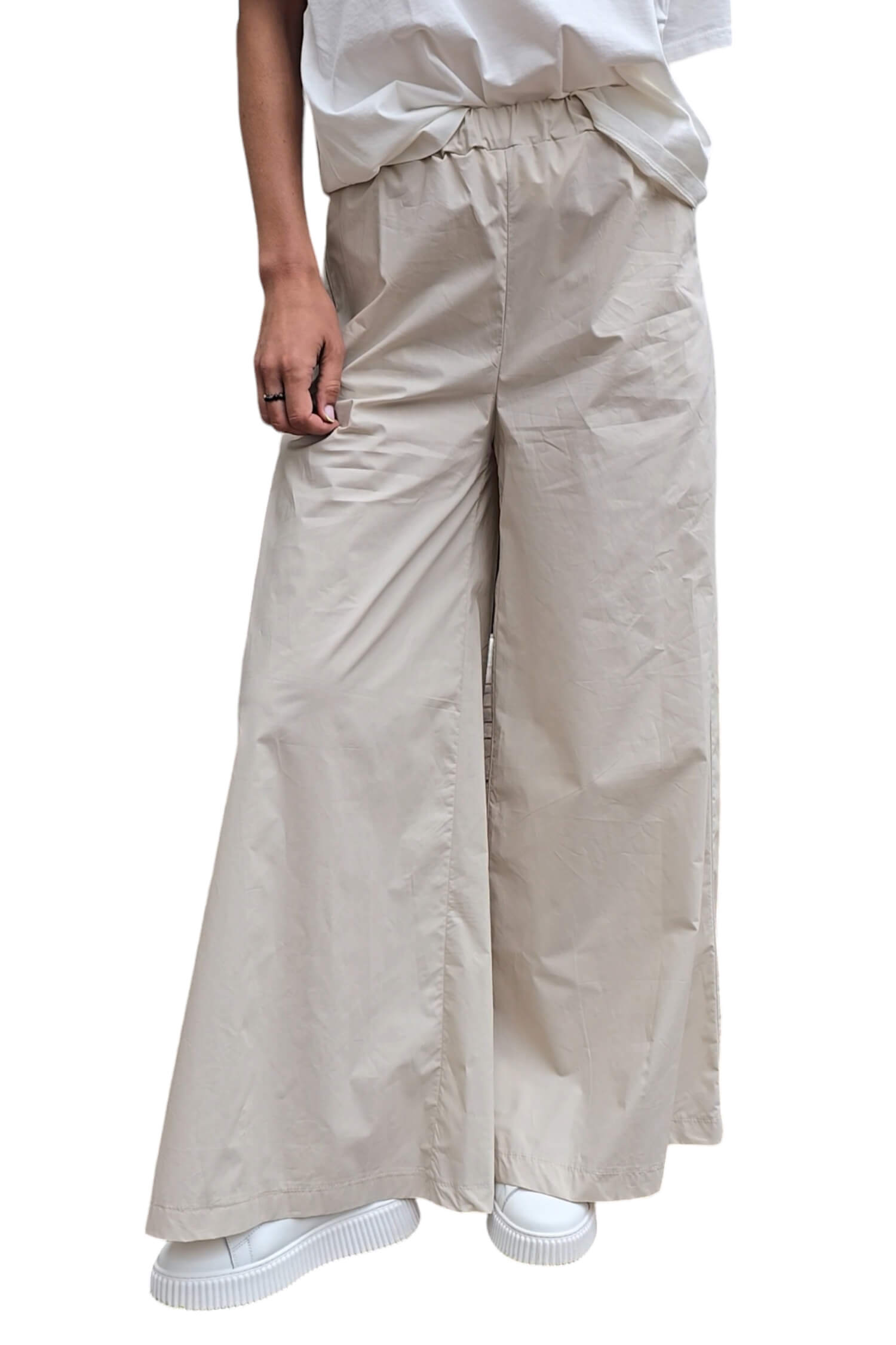 Women's long wide trousers IMPERIAL beige