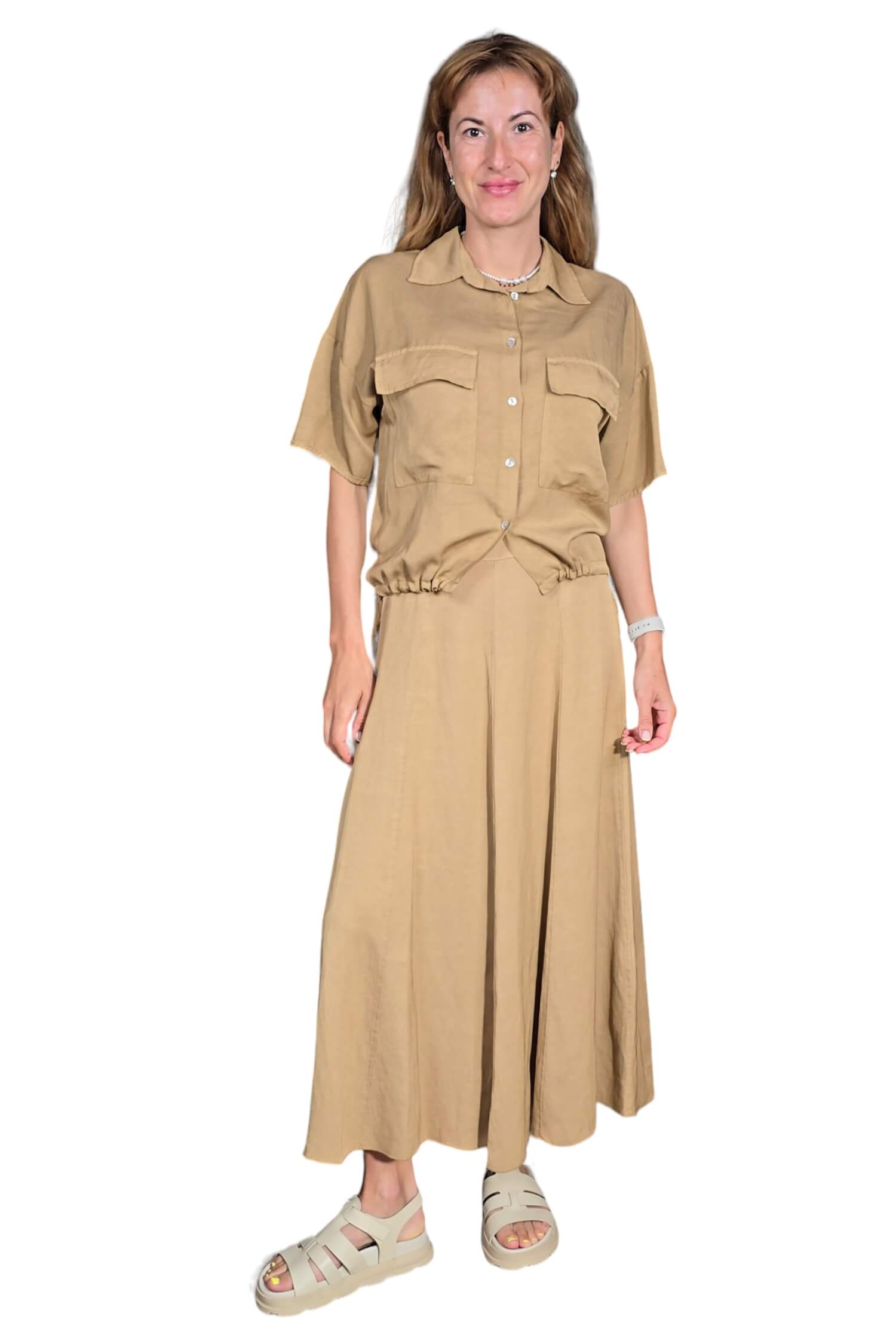 Women's summer long skirt DIXIE brown