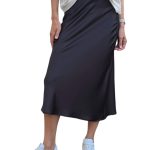 Women's midi satin skirt IMPERIAL black