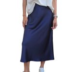 Women's midi satin skirt IMPERIAL blue