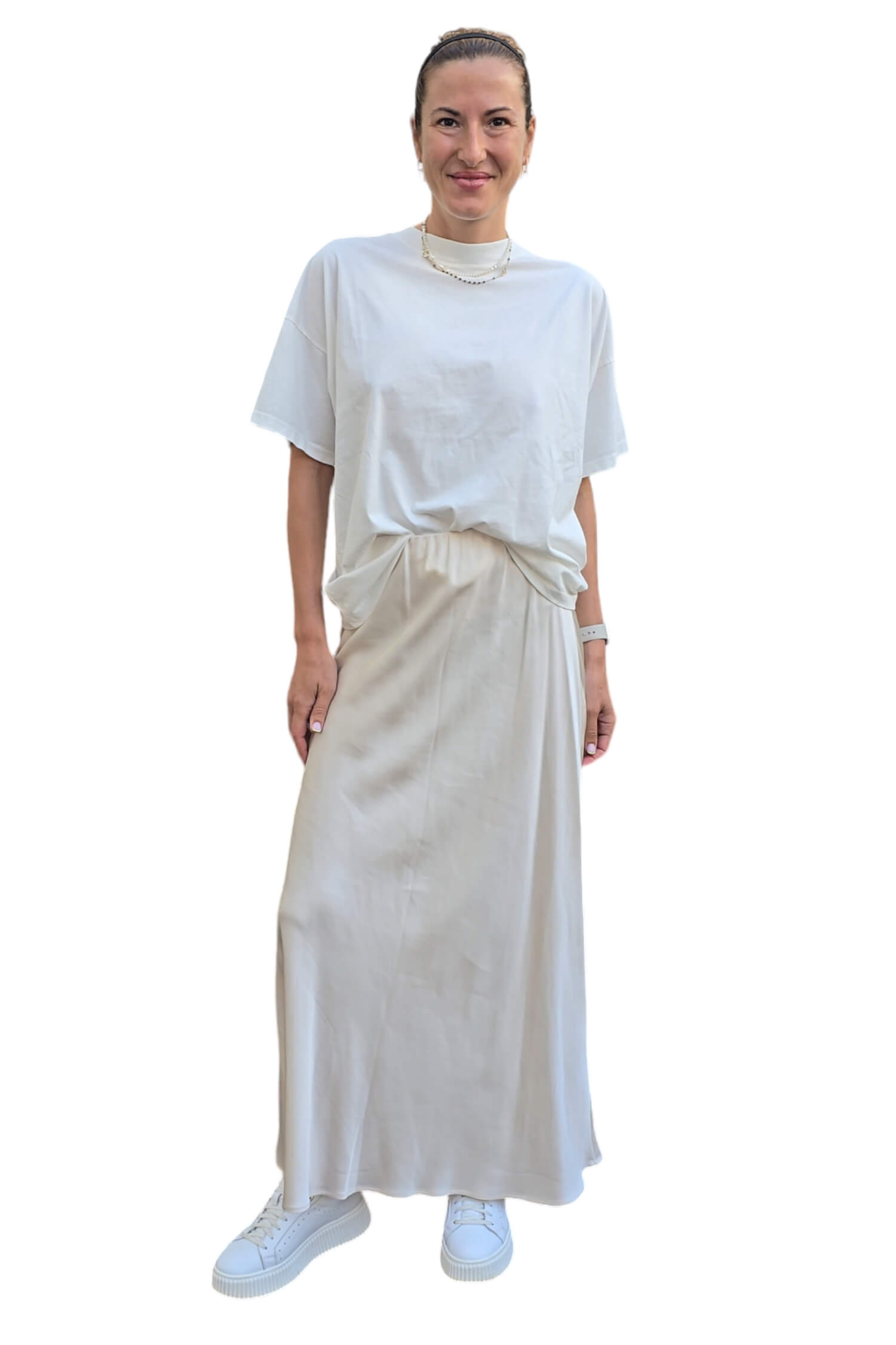 Long satin skirt VICOLO cream