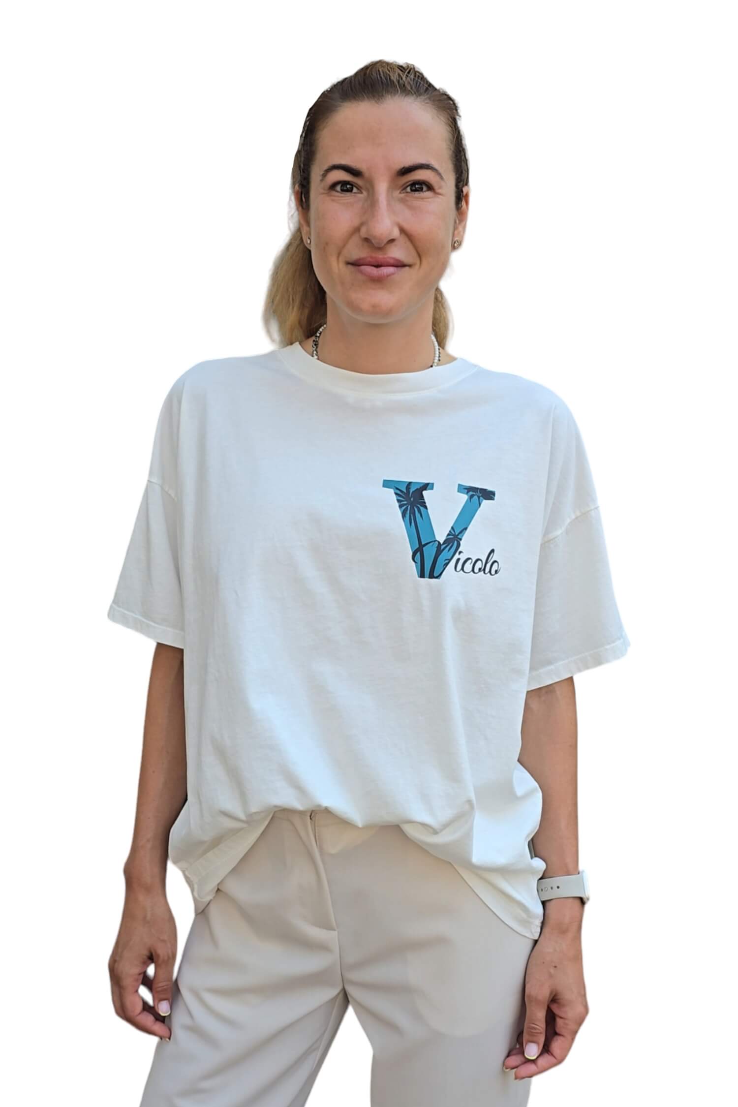 Women's oversize t-shirt with white VICOLO print