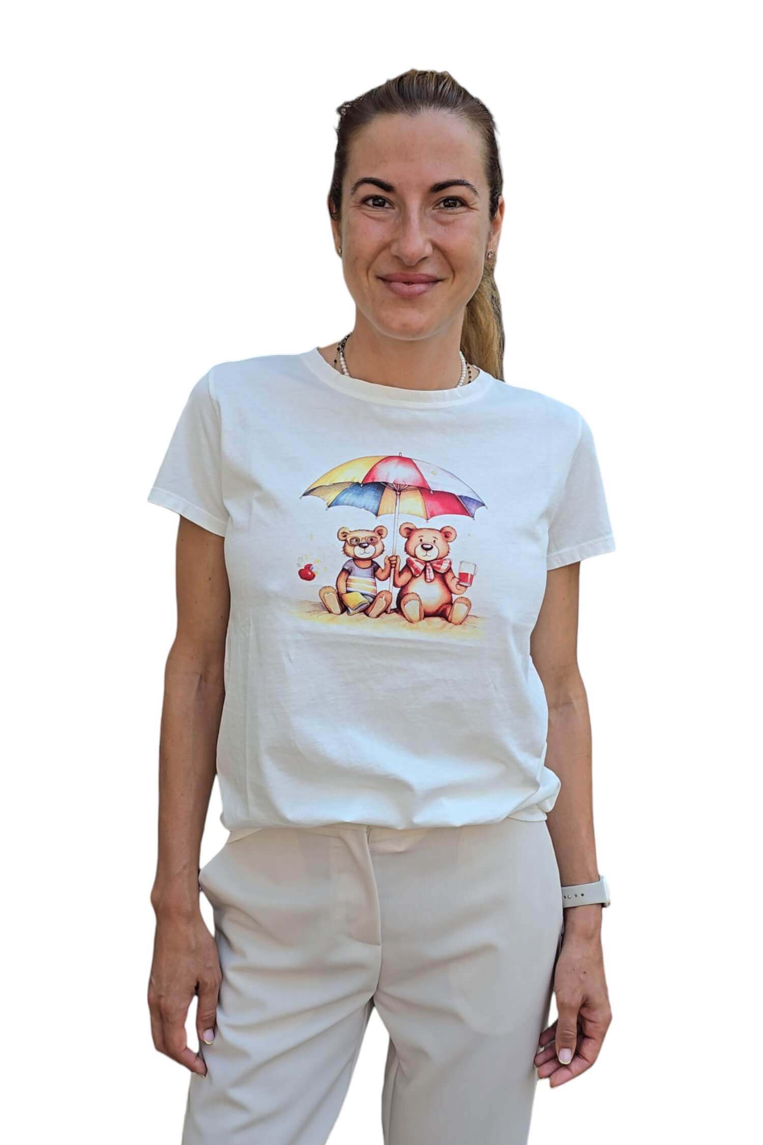 Women's t-shirt with Macík VICOLO print white