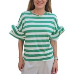 T-shirt with ruffled sleeves VICOLO striped green