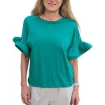 T-shirt with ruffled sleeves VICOLO green