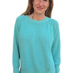 Women's knitted sweater KONTATTO turquoise blue