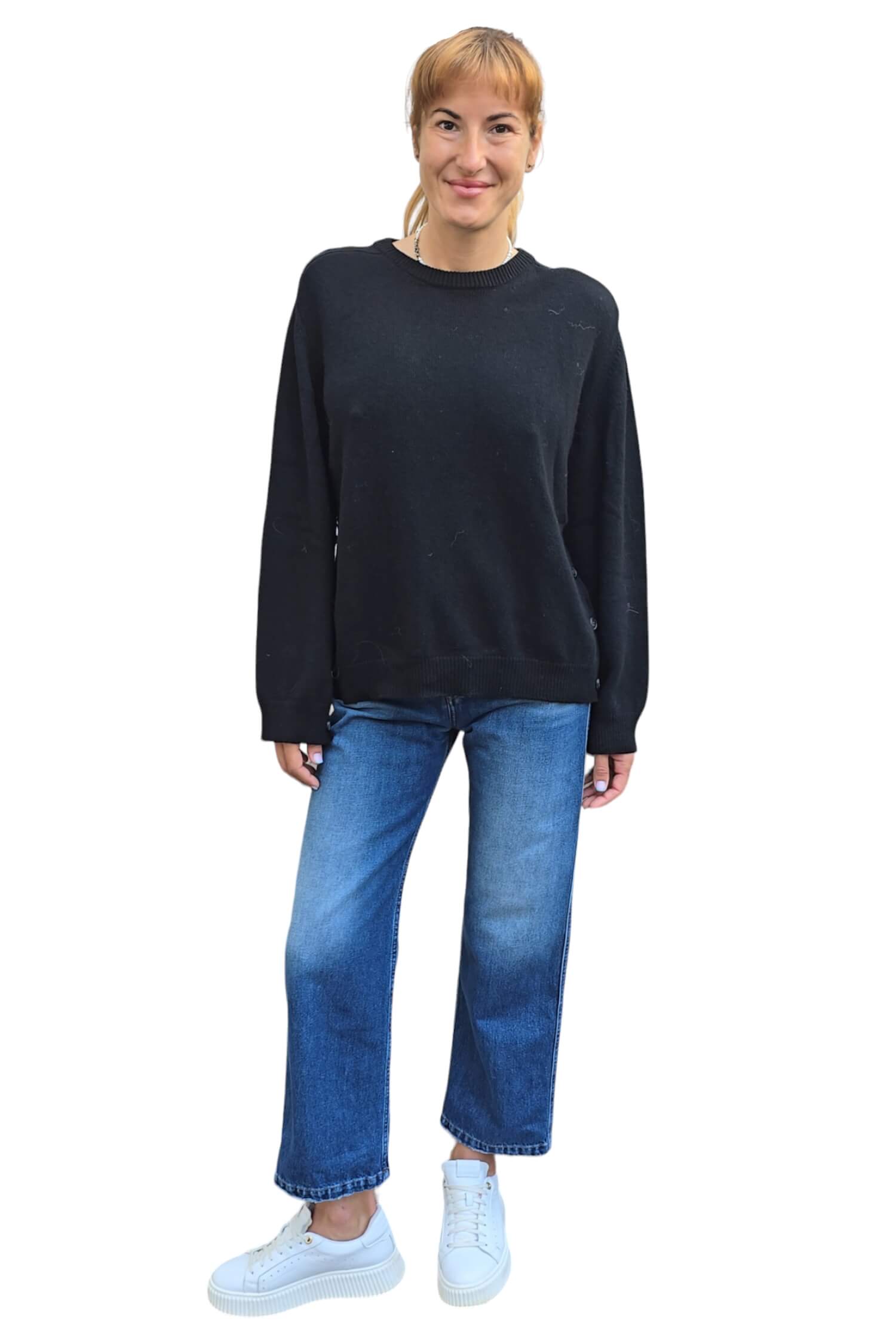 Women's cashmere sweater VICOLO black (cashmere blend)