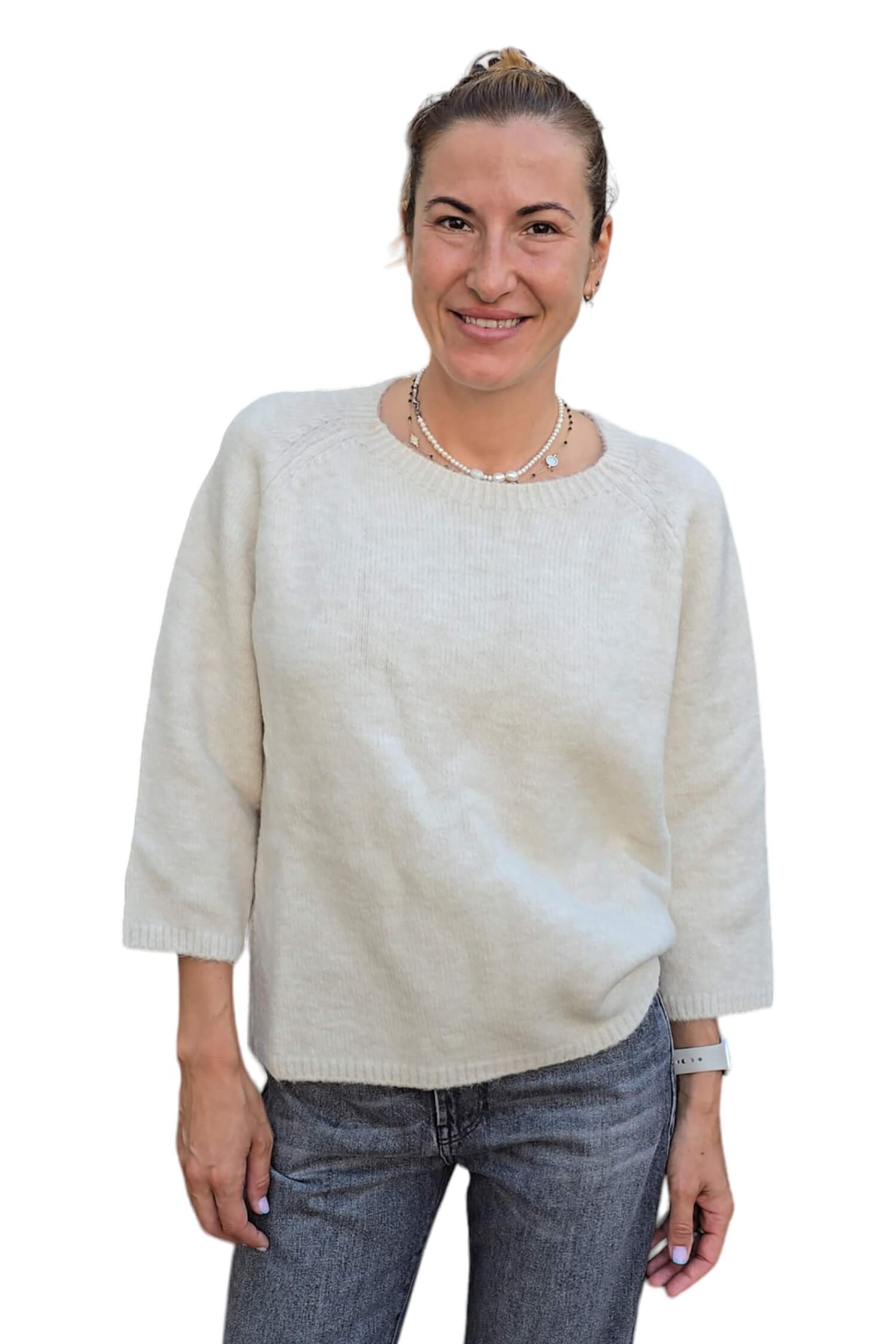 Women's wool sweater KONTATTO beige (wool blend)