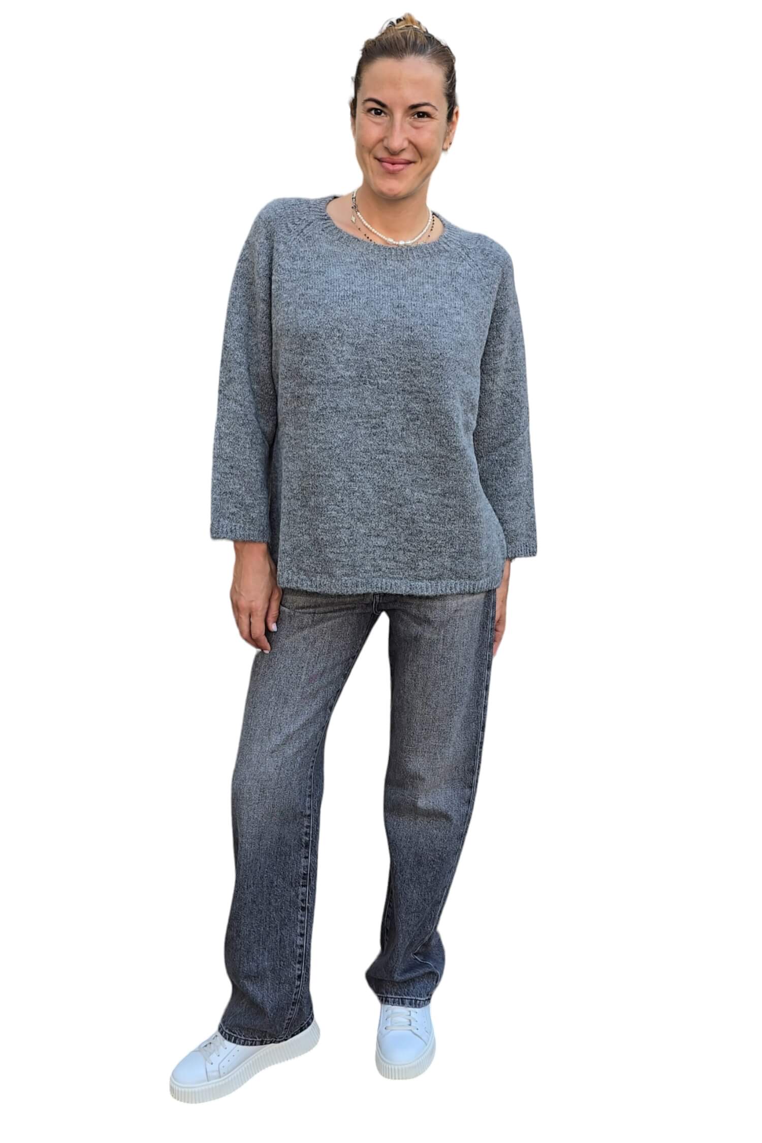 Women's wool sweater KONTATTO gray (wool blend)