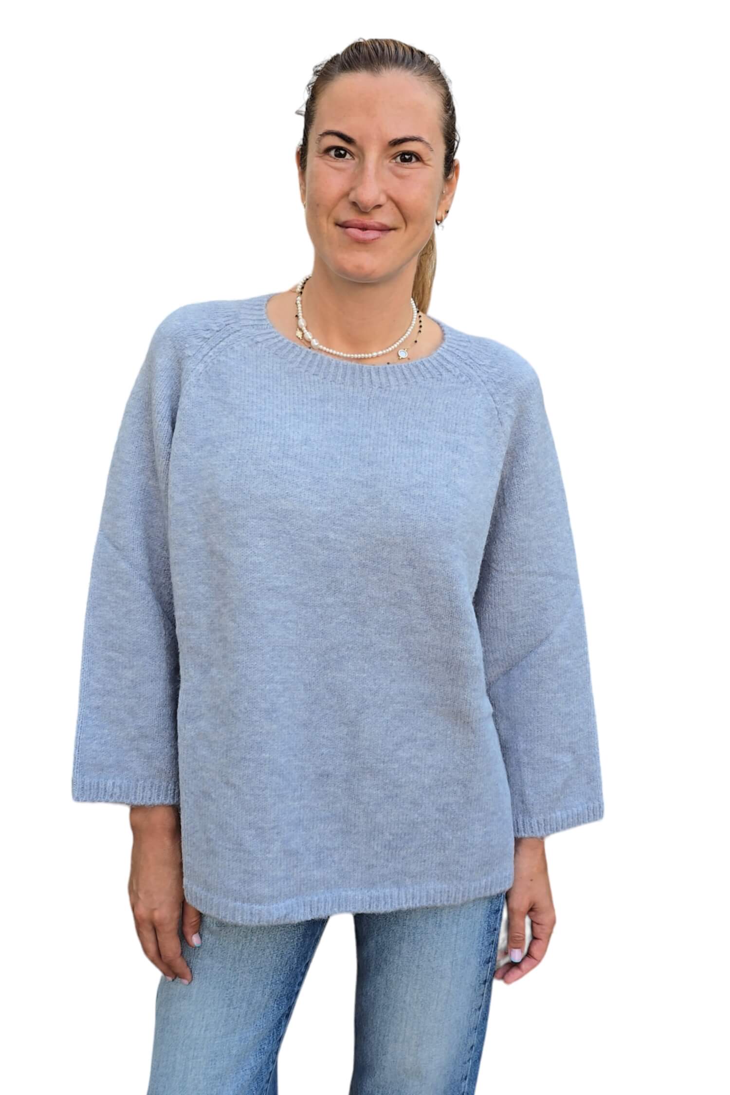 Women's wool sweater KONTATTO blue (wool blend)