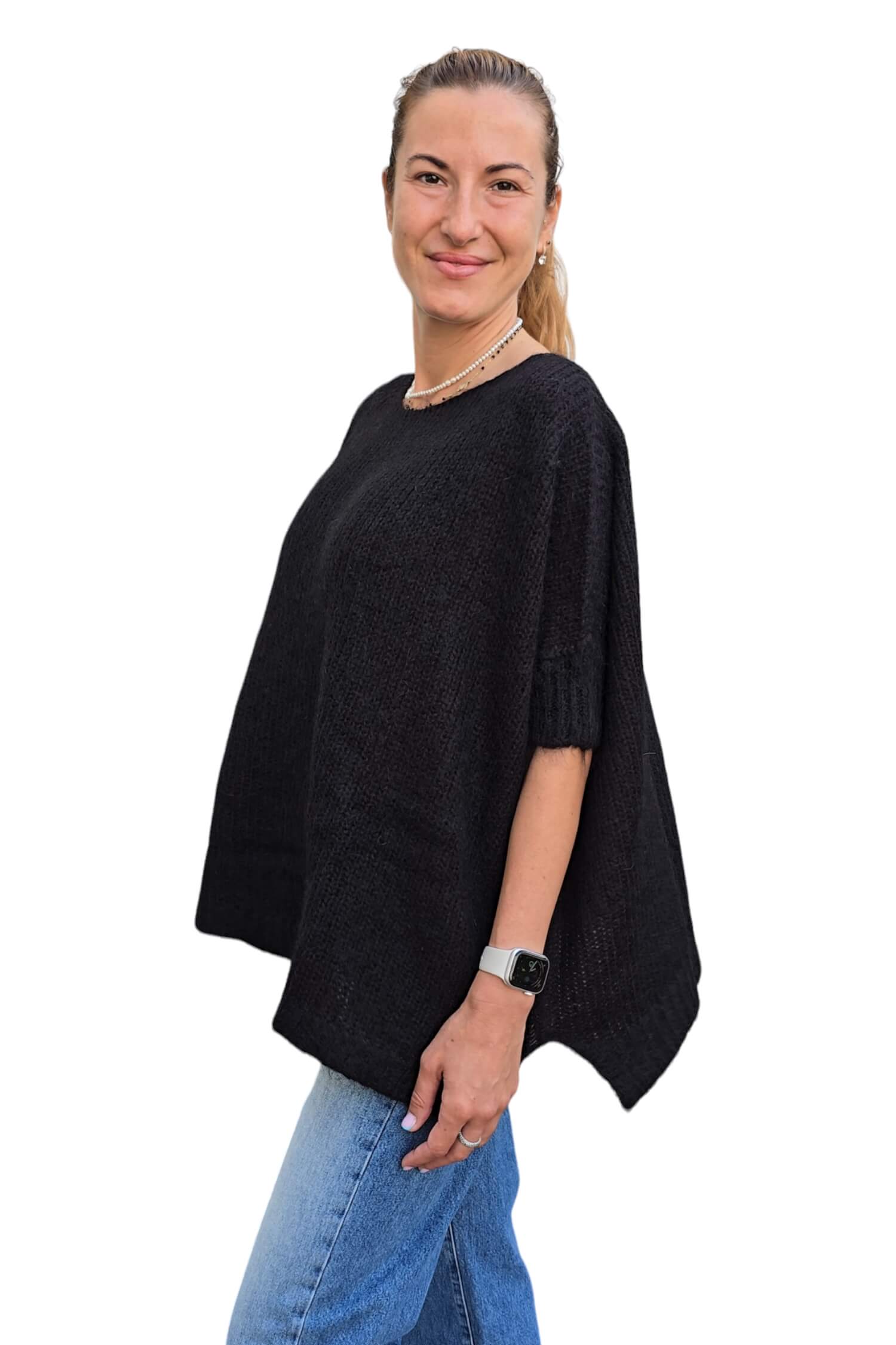 Women's knitted wide oversize sweater KONTATTO black