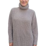Women's long knitted sweater KONTATTO brown