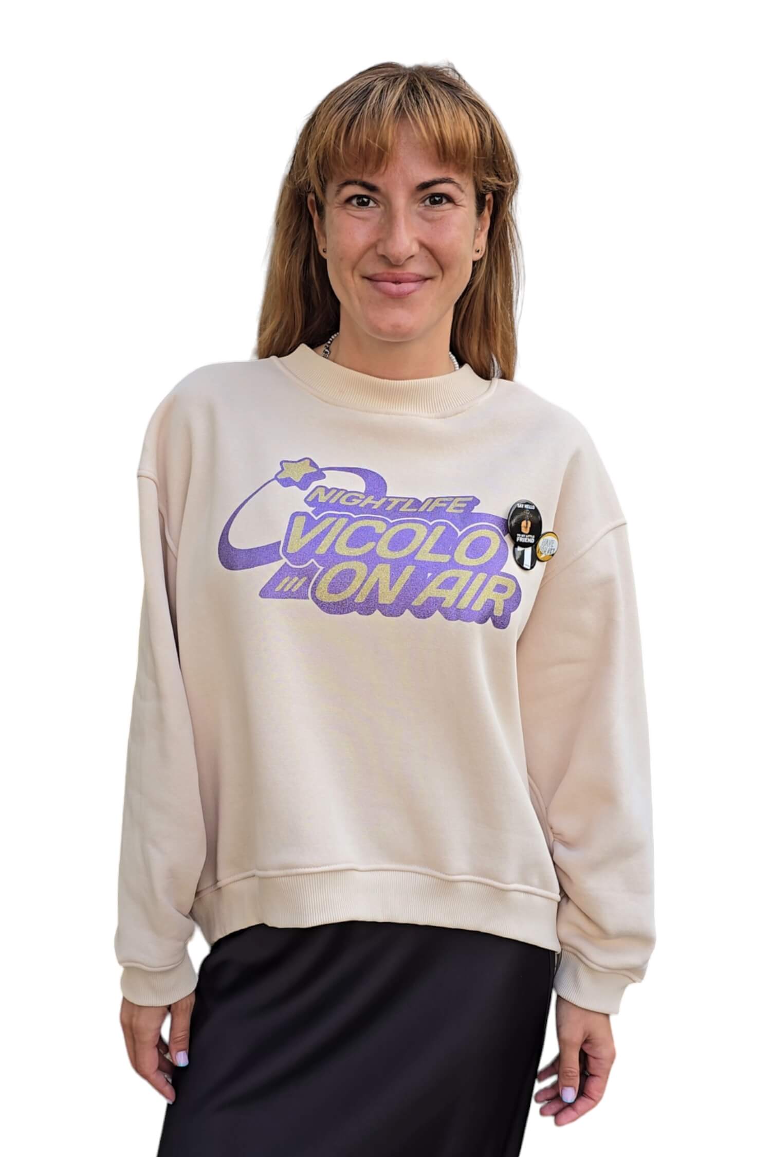 Women's oversize sweatshirt VICOLO beige