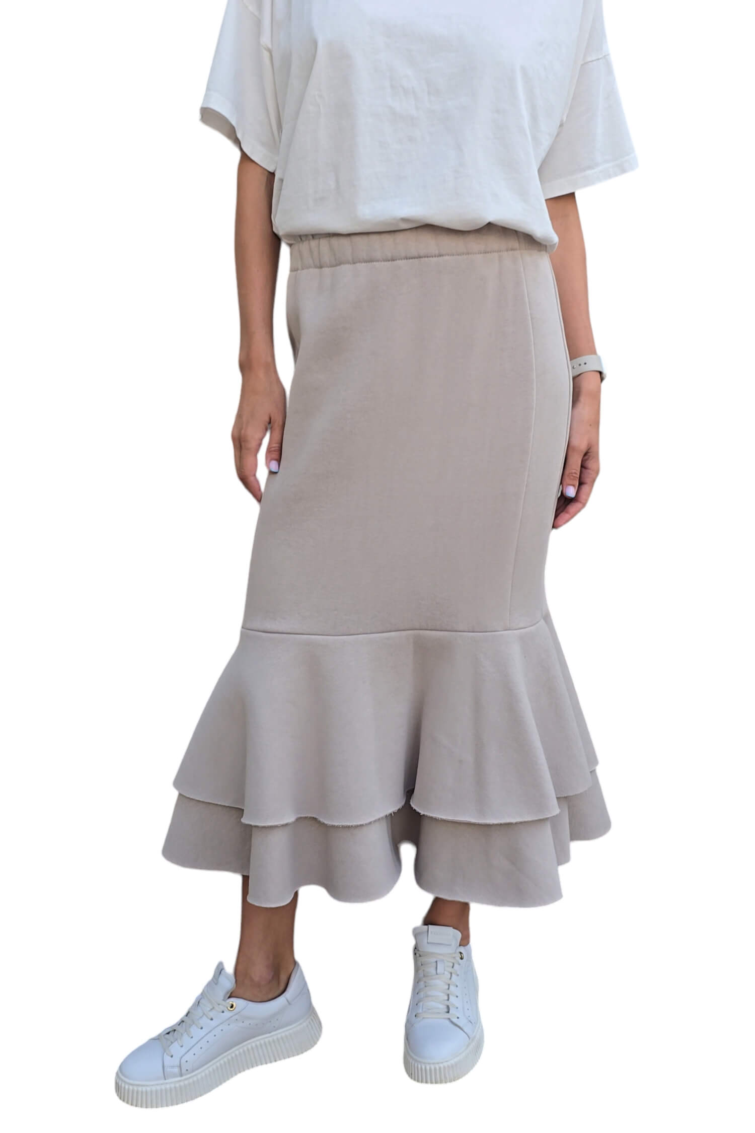 Women's winter tracksuit midi skirt GREBNESOR beige