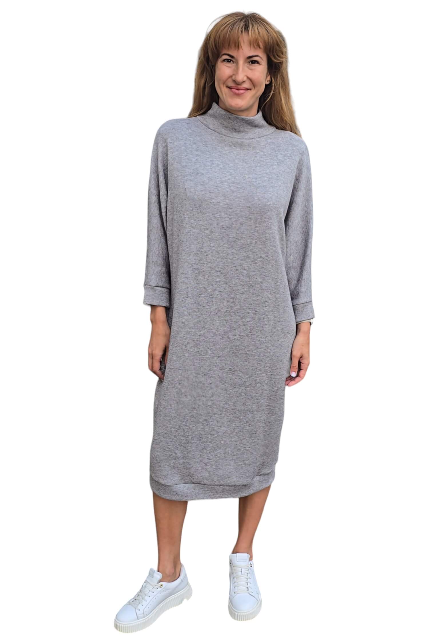 Women's knitted midi dress KONTATTO gray