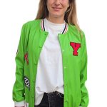 Women's leather bomber jacket VICOLO green