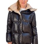 Women's down quilted winter jacket with a hood VICOLO black