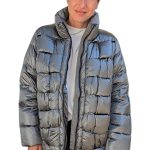 Women's down quilted winter jacket VICOLO gray glossy
