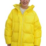 Women's down quilted oversize winter jacket with a hood VICOLO yellow