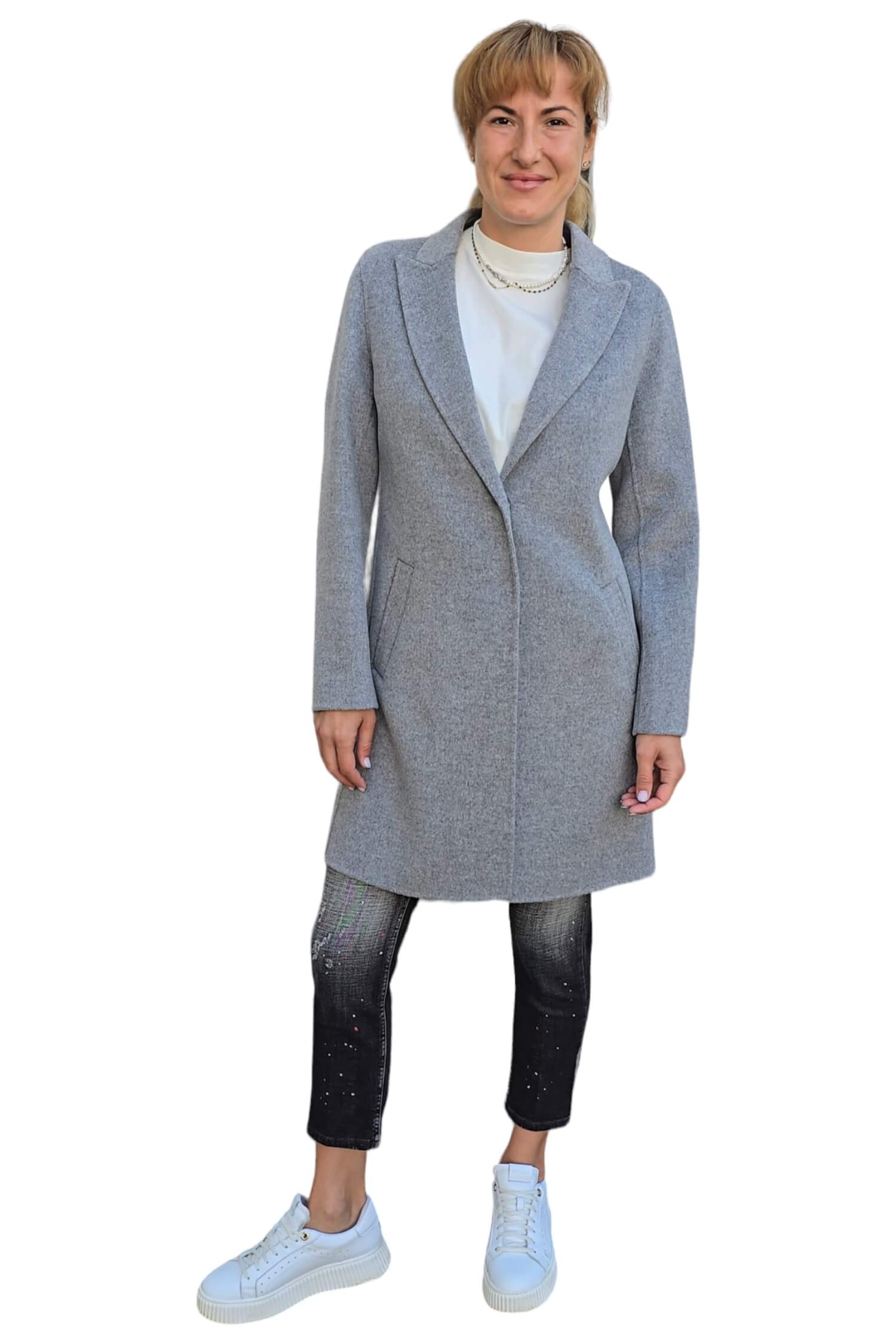 Women's short transitional wool coat VICOLO gray (wool blend)