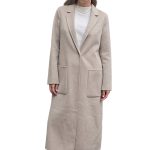 Women's long transitional woolen coat VICOLO beige (wool blend)