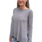 Women's thin sweater with slit KONTATTO gray