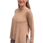 Women's thin sweater with slit KONTATTO brown