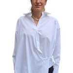 Women's oversize shirt with tie VICOLO white