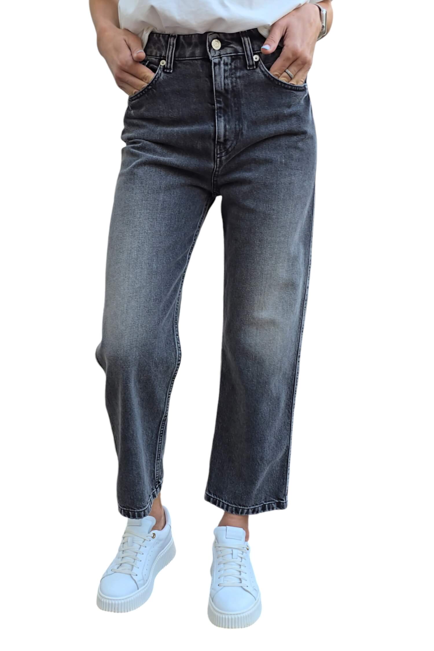 Women's wide jeans with a high waist VICOLO gray