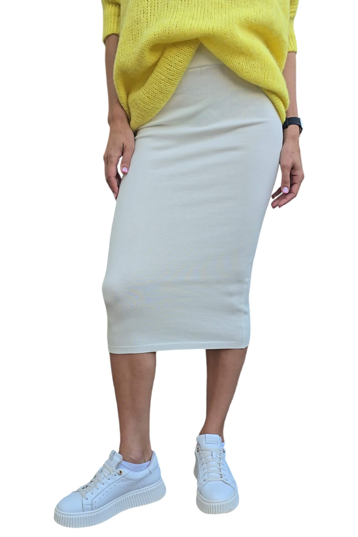 Women's knitted sheath skirt KONTATTO white