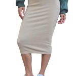 Women's knitted sheath skirt KONTATTO beige