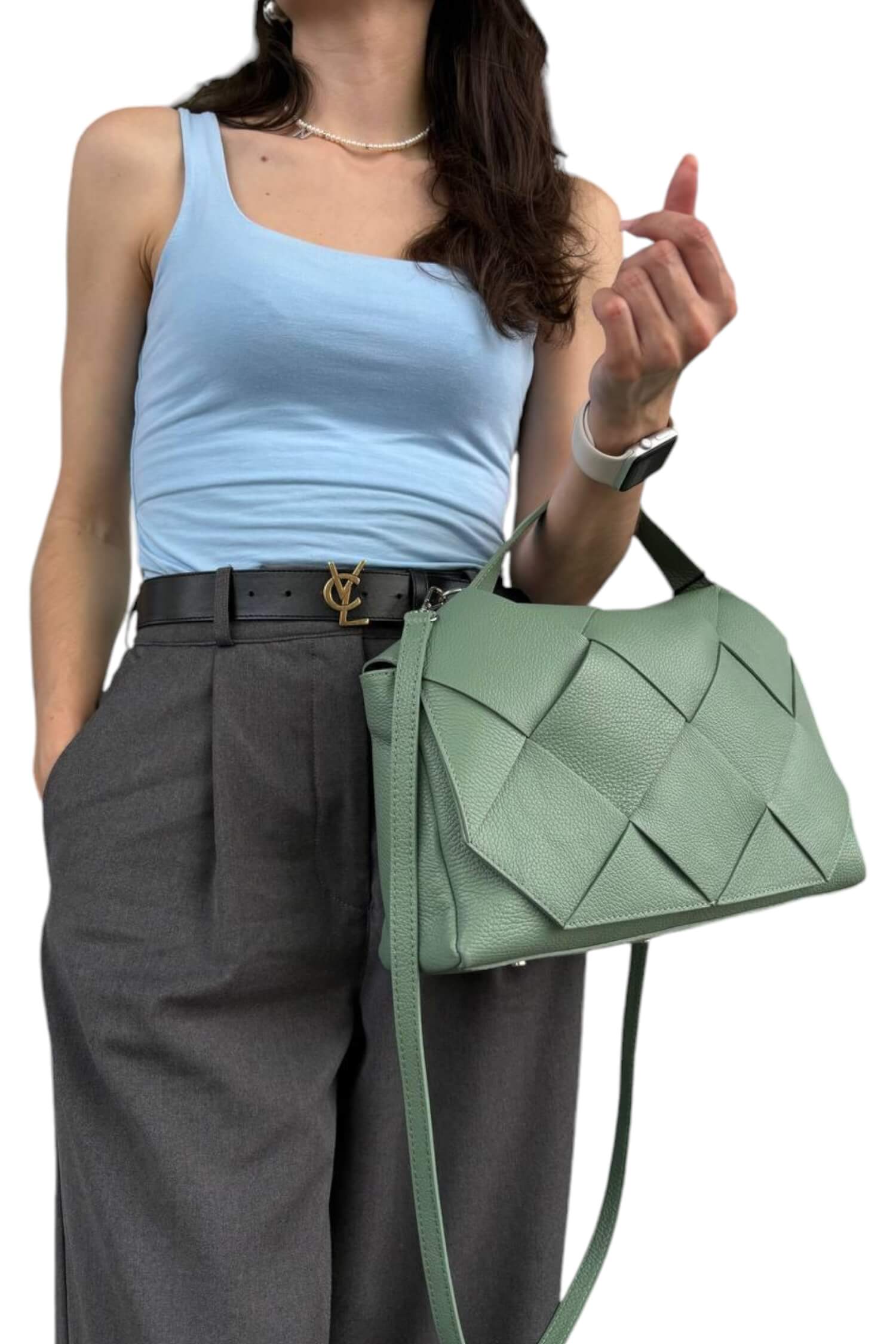 Stylish leather handbag Leather Country mint