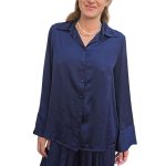 Women's satin oversize shirt VICOLO blue