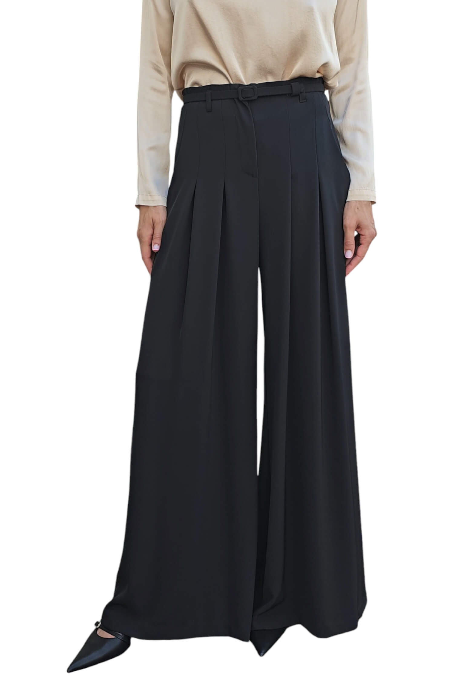 Women's long elegant wide trousers IMPERIAL black