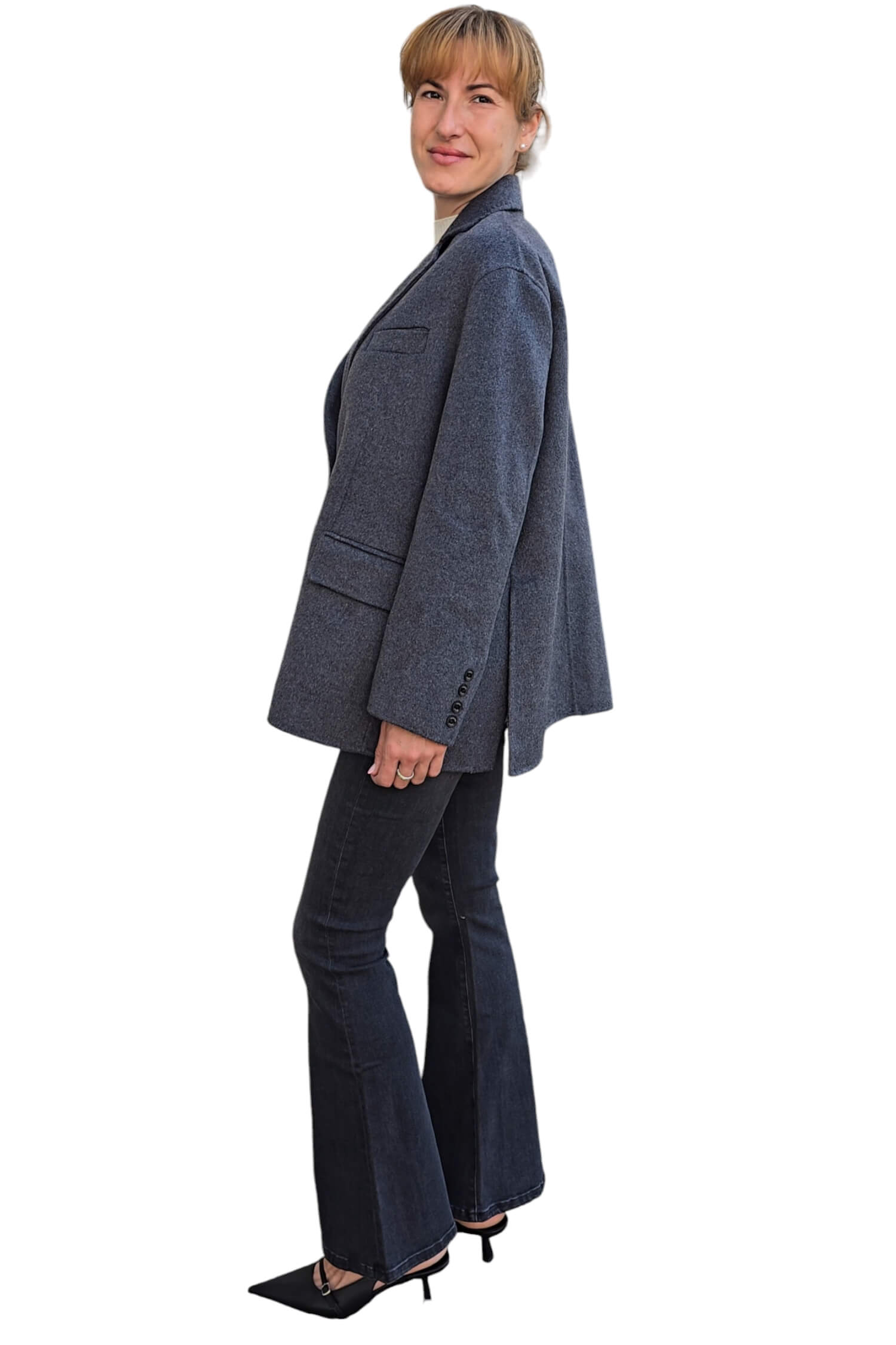 Women's oversize jacket VICOLO gray (wool blend)