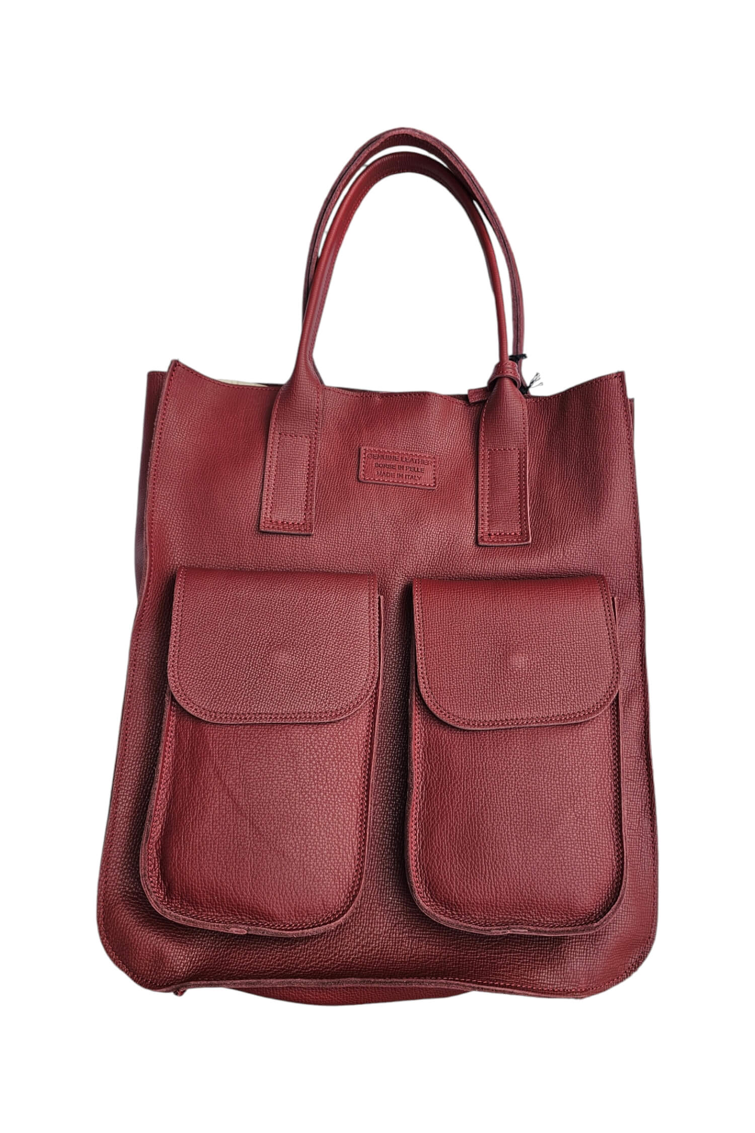 Women's large leather shopper handbag Leather Country burgundy