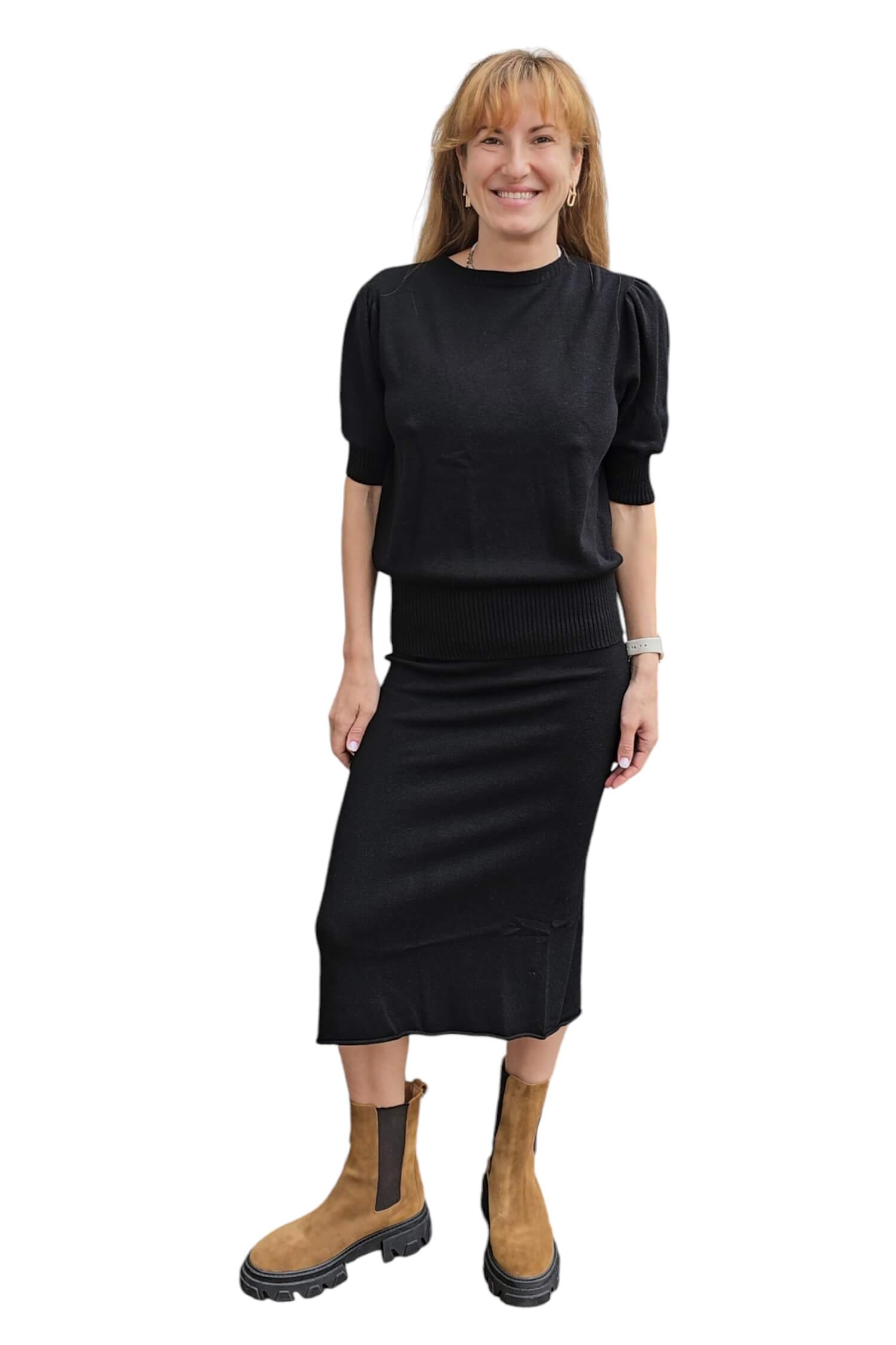 Women's knitted midi skirt VICOLO black