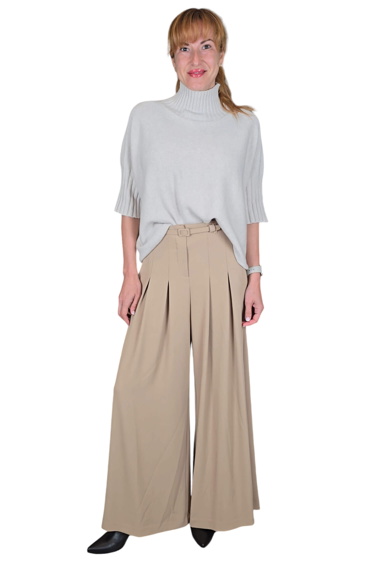 Women's long elegant wide trousers IMPERIAL brown