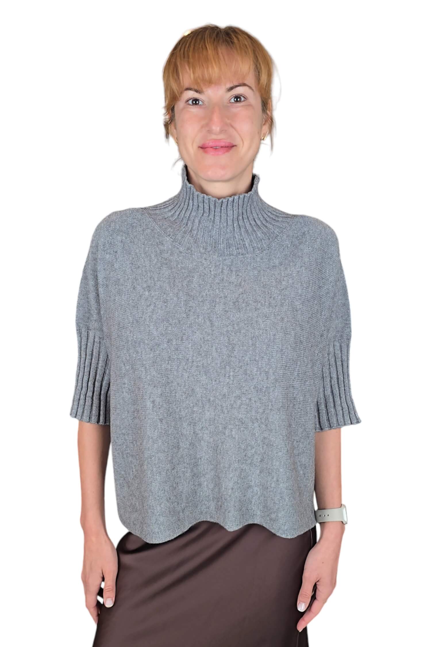 Women's oversize sweater with turtleneck IMPERIAL gray