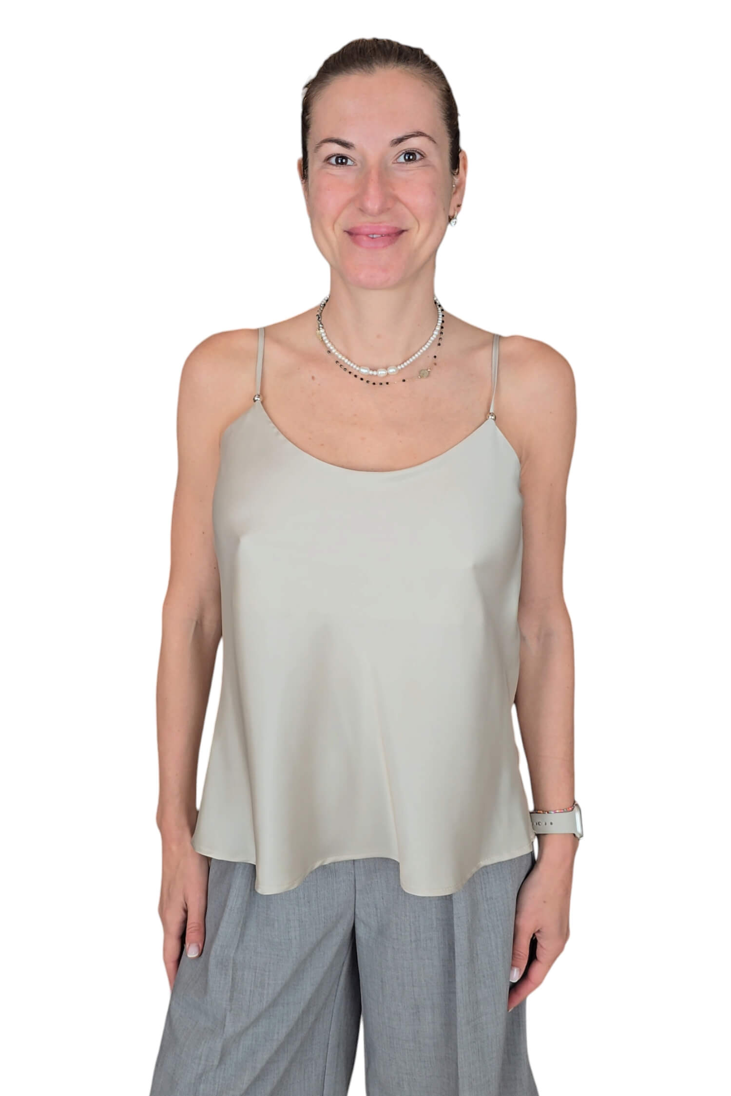 Women's satin tank top IMPERIAL beige