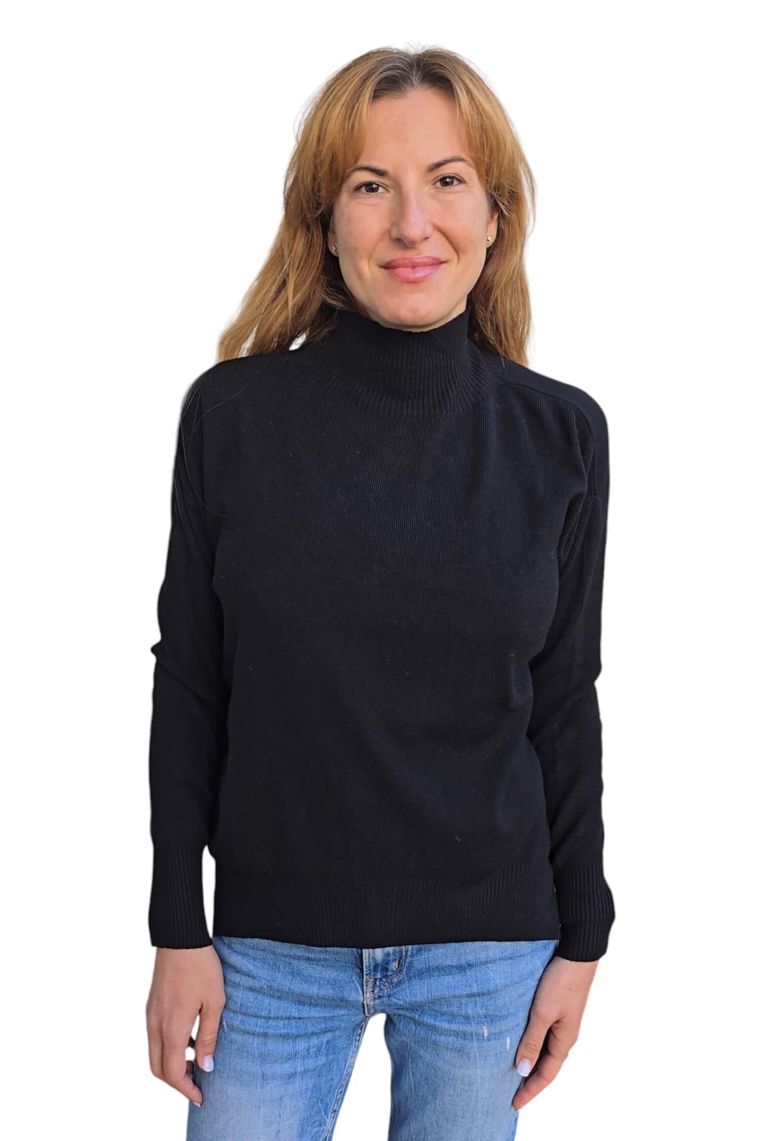 Women's thin turtleneck sweater VICOLO black