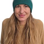 Women's winter cashmere hat with stripes KONTATTO (cashmere blend) green
