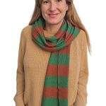 Women's cashmere scarf with stripes VICOLO brown green (cashmere blend)