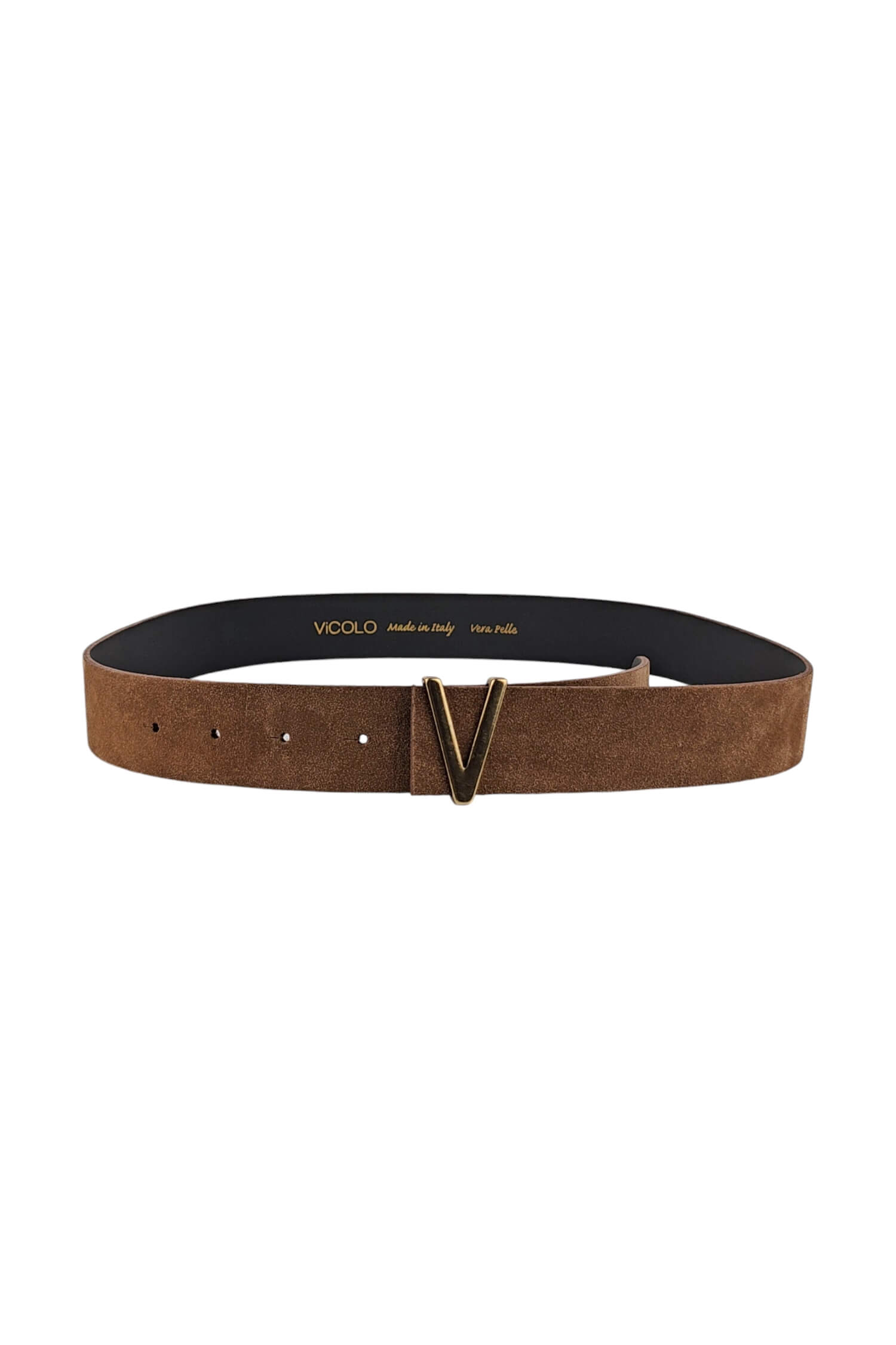 Women's leather belt VICOLO brown (brushed leather)