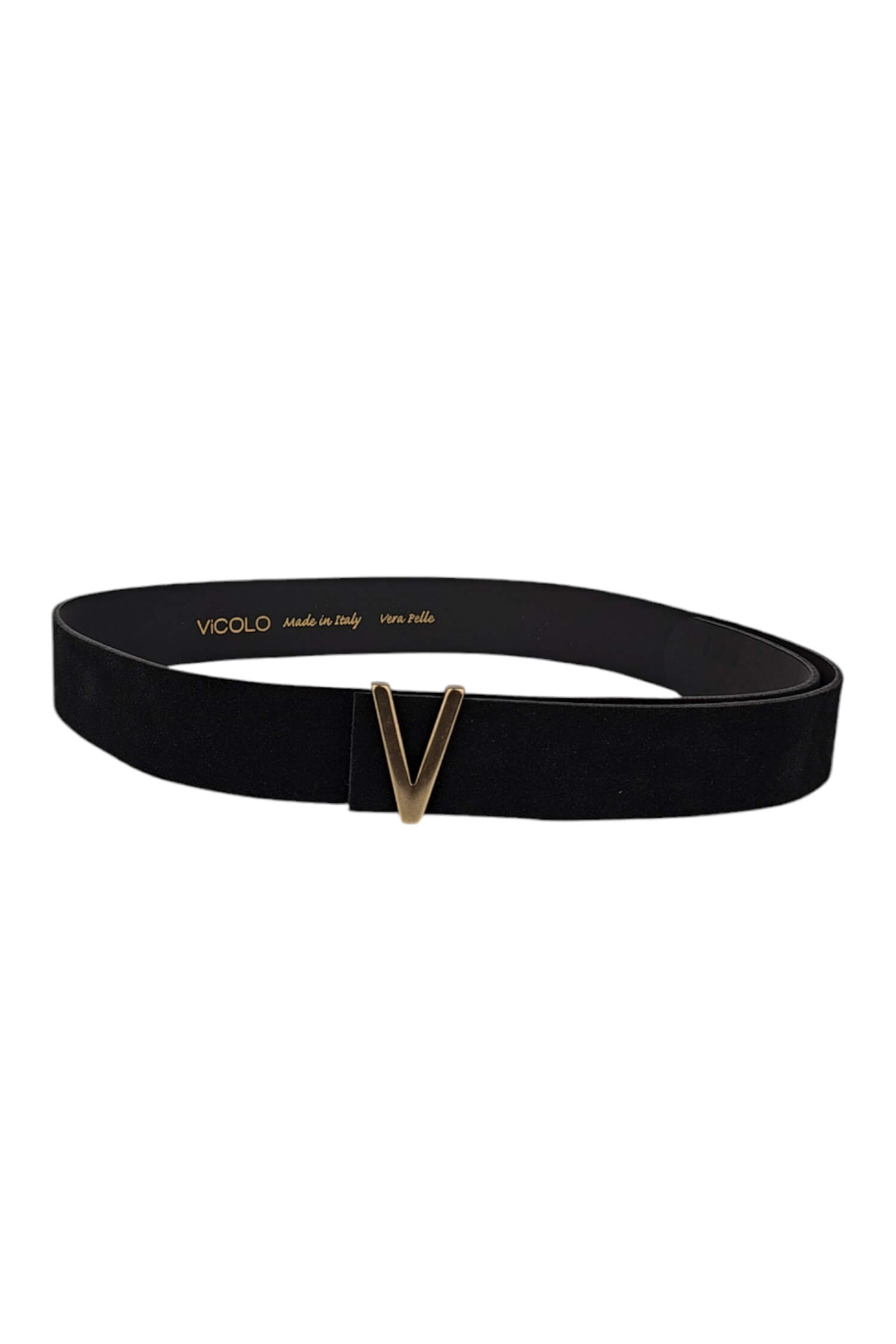 Women's leather belt VICOLO black (brushed leather)