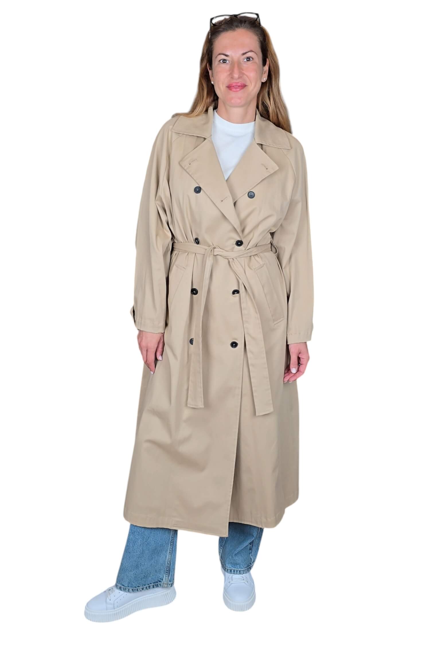 Women's long oversize trench coat VICOLO beige