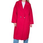 Women's long transitional oversize wool coat VICOLO red (wool blend)