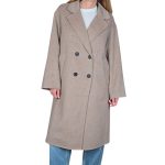 Women's long transitional woolen coat VICOLO beige (wool blend)