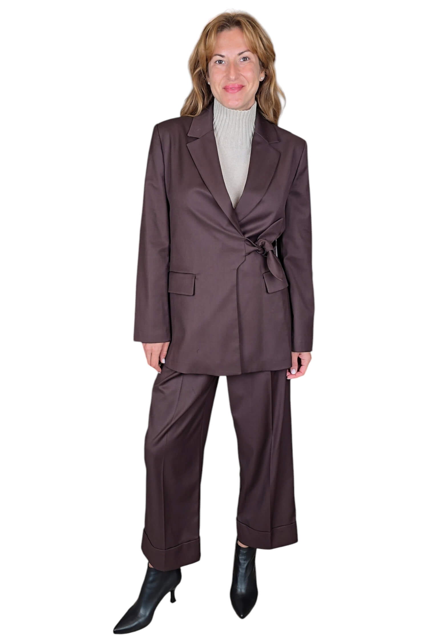 Women's elegant jacket with binding IMPERIAL brown